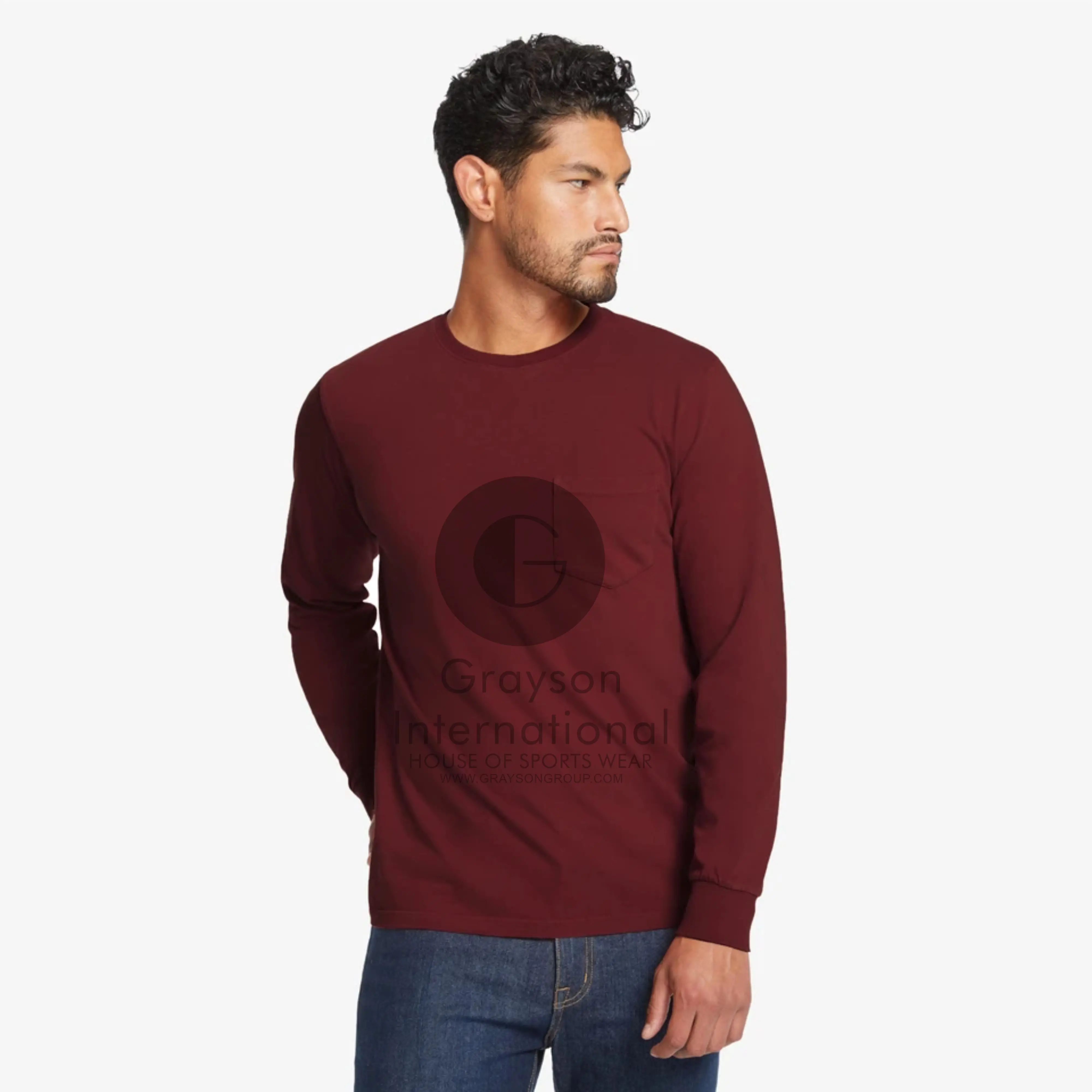 Sweat full sleeve  Crew neck sweat t shirt O NECK gray son int