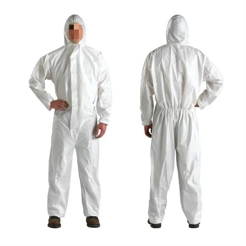 Одноразовый эластичный костюм на запястье пинетка и капюшон белый комбинезон (средний)