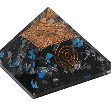 Best Selling Amazon Orgonite Pyramid I Crocon Black Tourmaline Turquoise & Clear Quartz Gemstone Orgone Pyramid