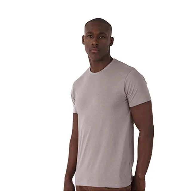 Fine workmanship superior quality organic cotton custom logo men t-shirt embroidery print service promotional grey melange