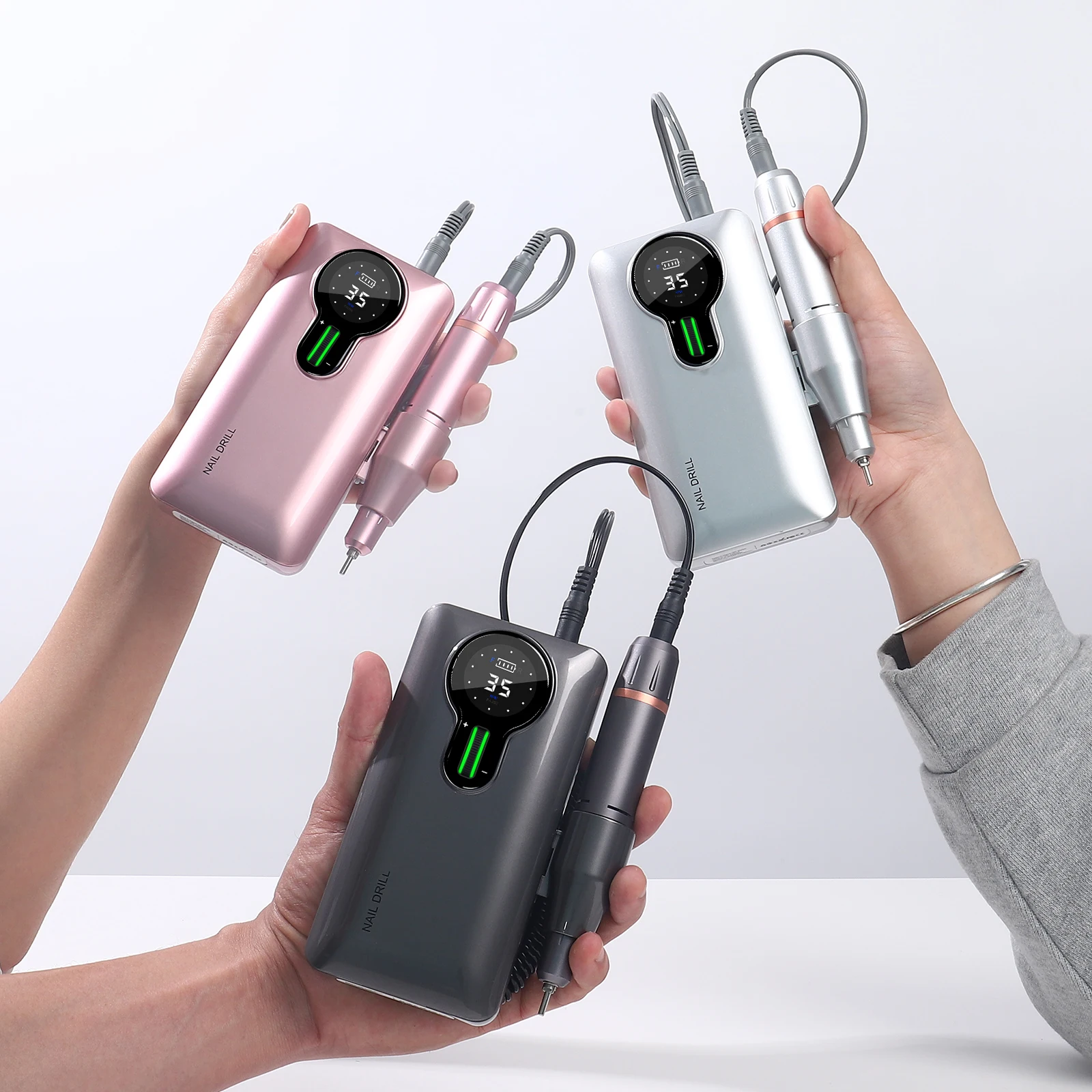 OEM/ODM Private Label 35000rpm Portable Brushless Smart Display Motor Mini Cuticle Drill Nail Machine With Bit Set