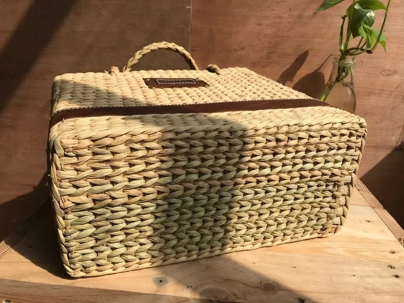 Миниатюрный вязаный клатч из соломы и гиацинта с верхней ручкой женская модная сумка на талию для путешествий работы