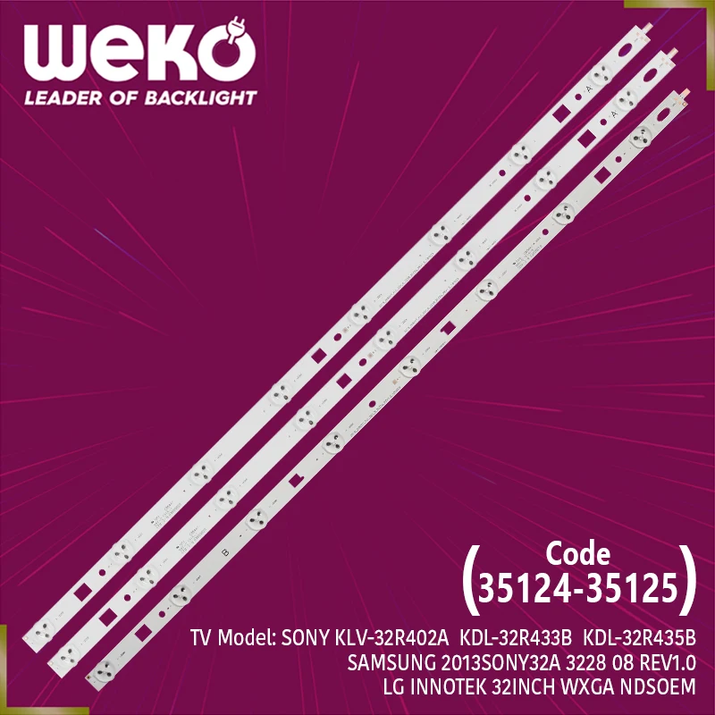 TV LED BACKLIGHT- LG INNOTEK 32 INCH WXGA NDSOEM WA TYPE REV0.0 - WB TYPE REV0.0 - 61.5 CM 8 LEDS- TOTAL 3 PCS