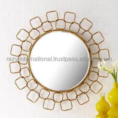 Golden Flower Antique Design Wall Mirror Customized Wall Metal Mirror
