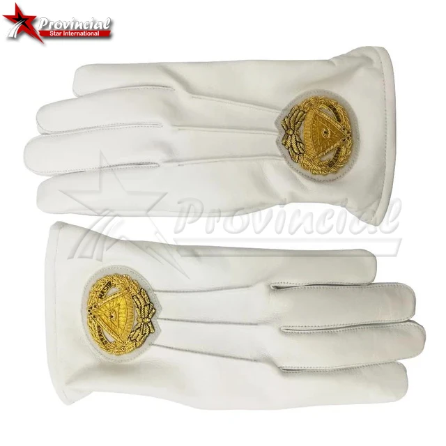 Soft Leather Masonic Gloves Grand Master Bullion Embroidery / High Quality Masonic Gloves Grand Master