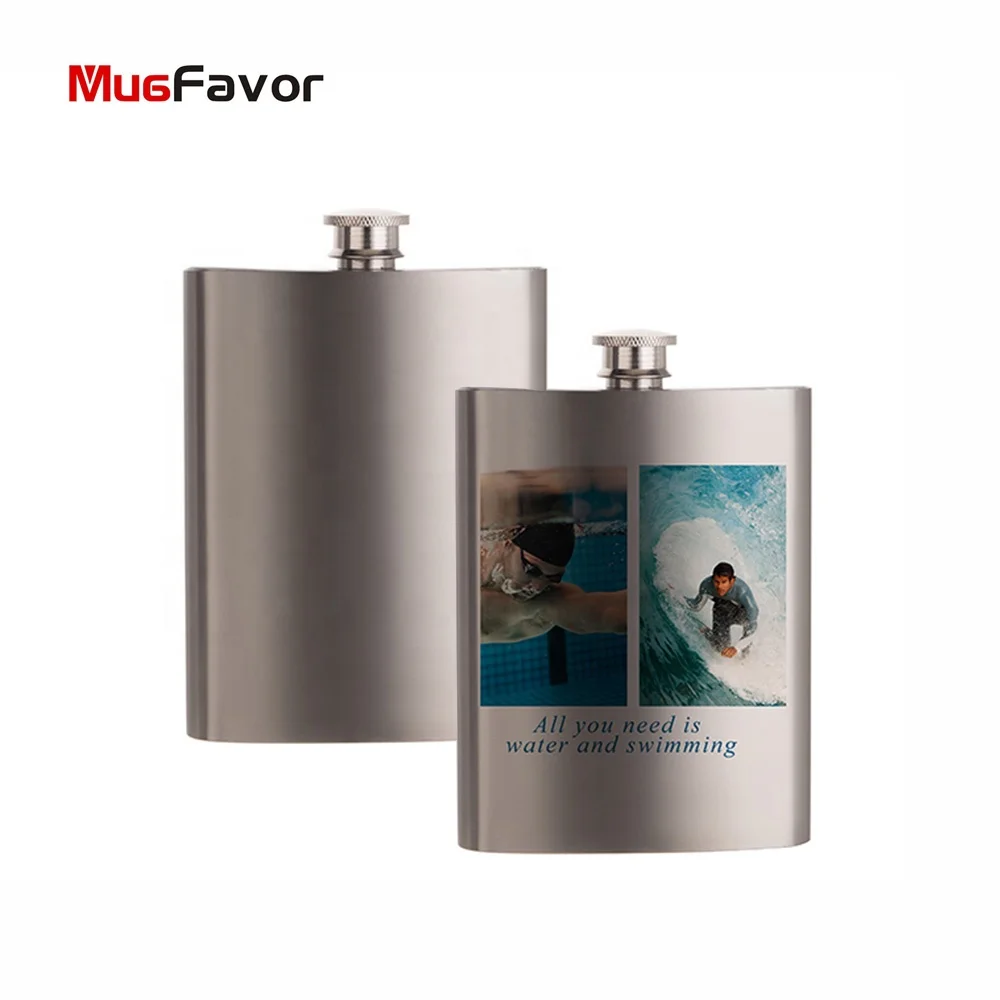 Stainless Steel Hip Flask MugFavor 8oz Silver Sublimation Wine bottle MSSW8 Personalized Leather Hip Flask Set