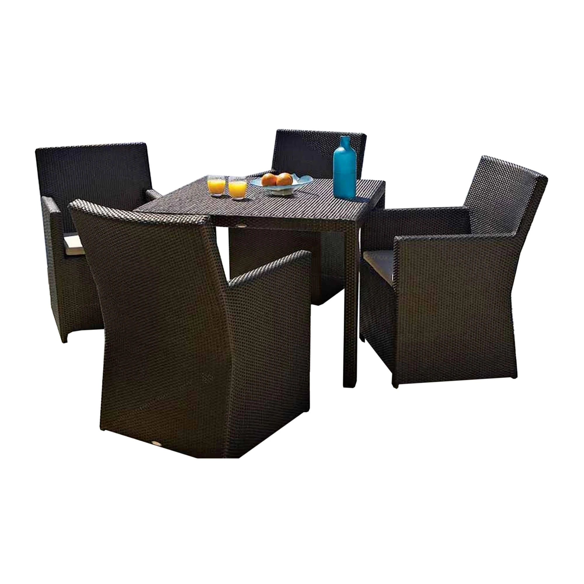 brown rattan wicker dining table set  aluminium frame outdoor dining table set luxury round rattan dining table and 4 chairs