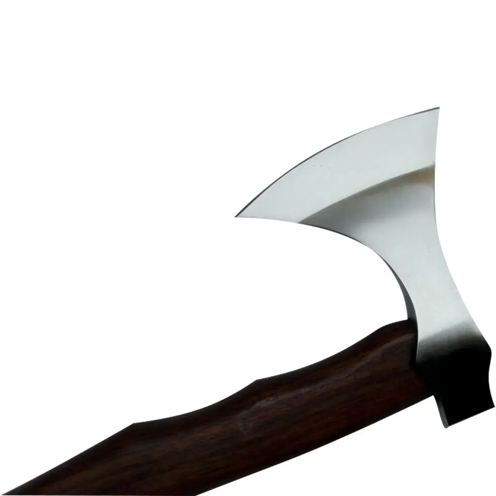 Handmade Viking Medieval Bearded Axe Carbon Steel Hatchet with Damascus Axe Head for Camping and Hunting
