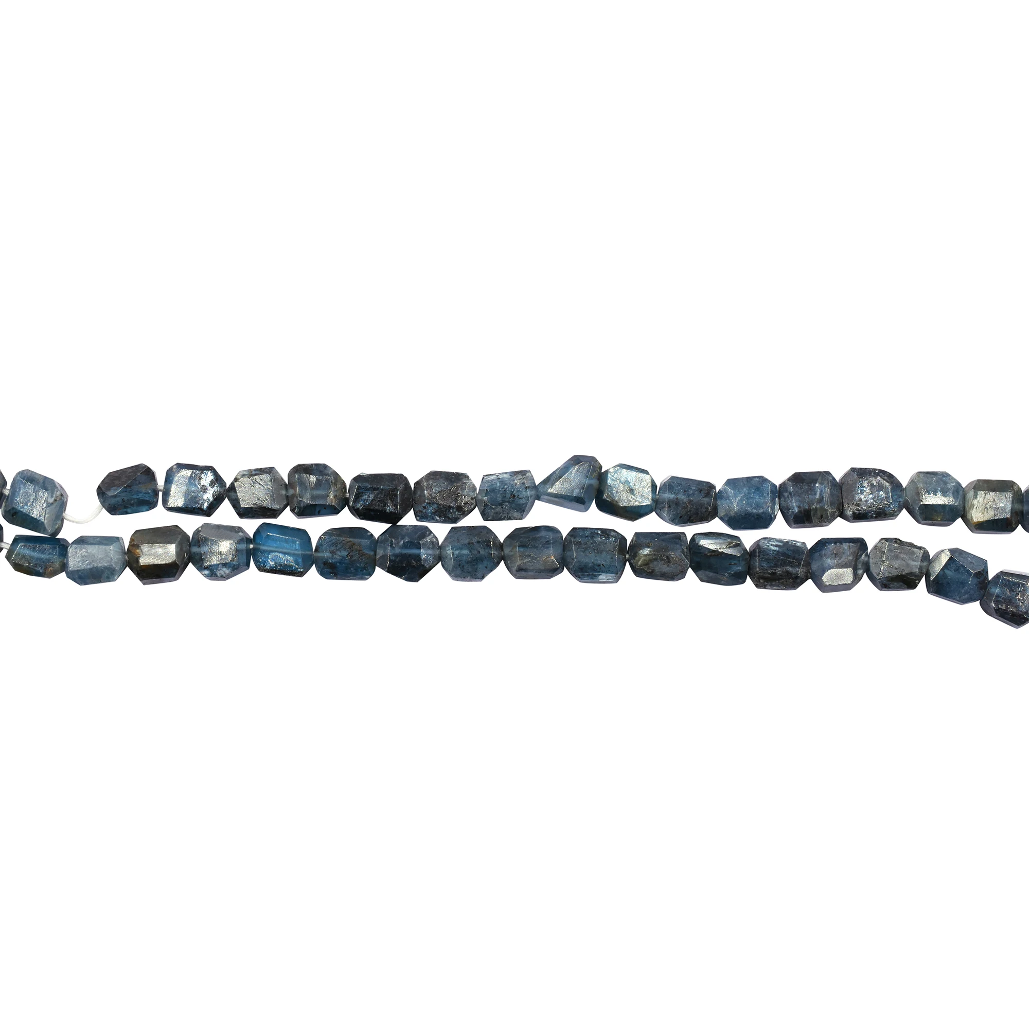 Blue Kyanite 9 To 10 MM Step Cut Nuggets Shape Beads Strand