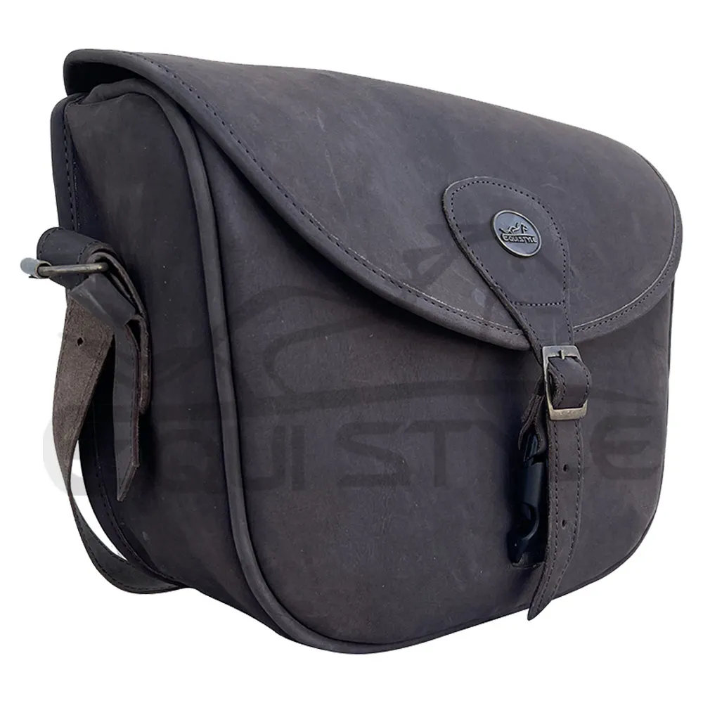 Genuine Leather Cartridge Bags Blue Color Buckle Strap Crossbody Saddle Bag For Women Flap Over Style Western Leather Handbag