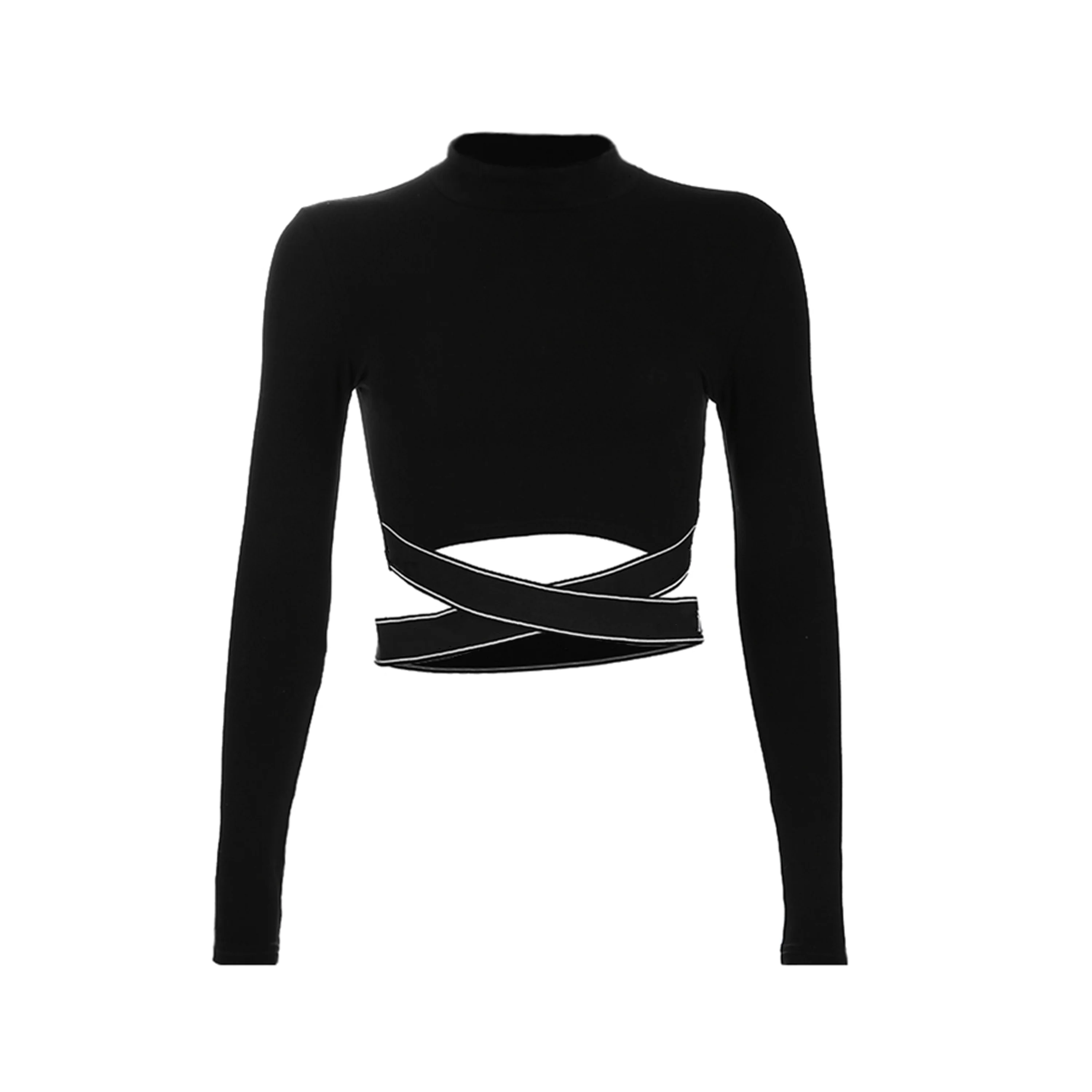 Custom women Croptop Logo Female Sexy Trendy Turtle Neck Crop Top sweaters