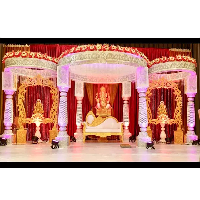 Stylish Fiber Carved Wedding Mandap For Sale Royal Pearl White Atlanta Hindu