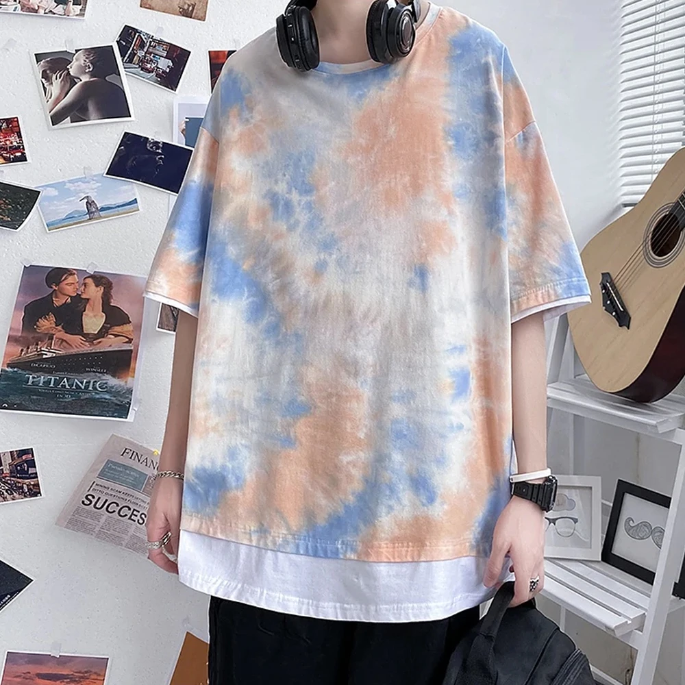 New Style Cotton Fabric Tie Dye T-shirts O- Neck Full Printed T Shirts Wholesale Best Price Tie Dye T-shirts