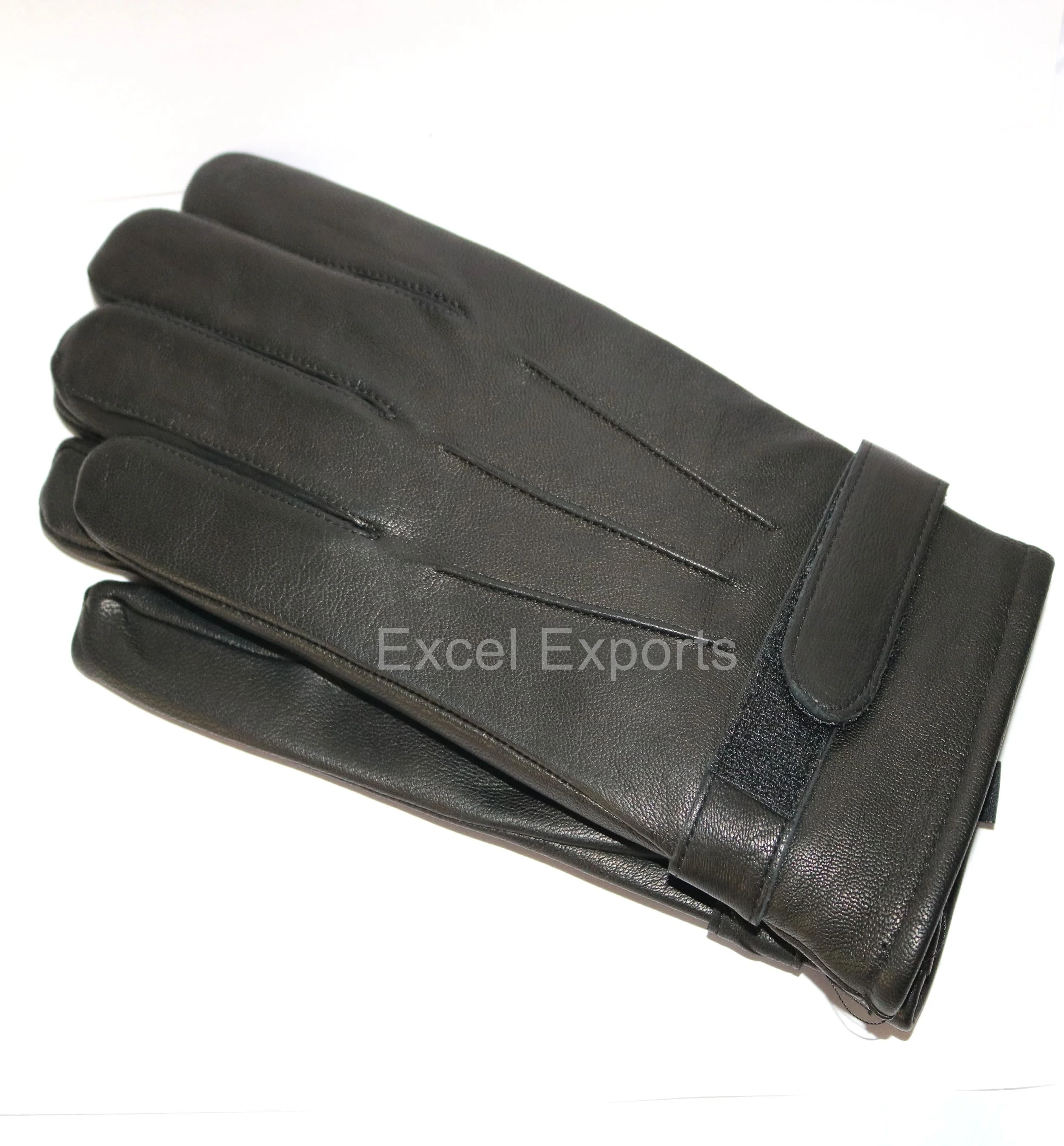 High quality heavy duty Men Leather hand Gloves - Black