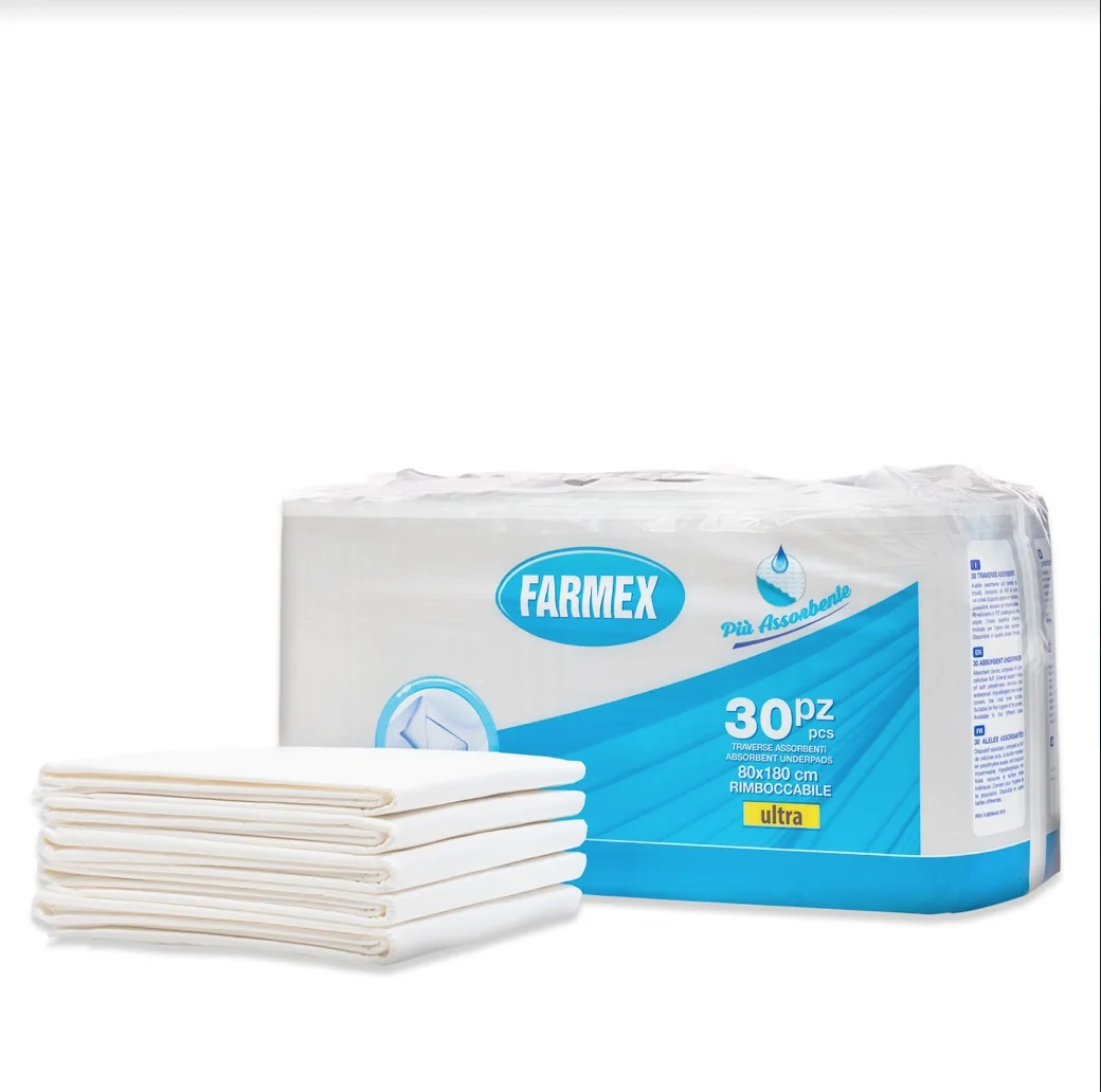 Disposable 60x90 90x180 Absorbent Underpads 5 Layer Fluff Pulp 3D Leak Prevention Channel Plain Woven Soft Breathable