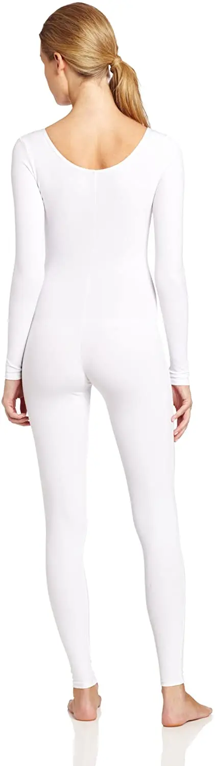 Оптовая продажа OEM женский телесный с длинным рукавом глубоким круглым вырезом унисекс цельнокроеный полноразмерный трико без ног для взрослых