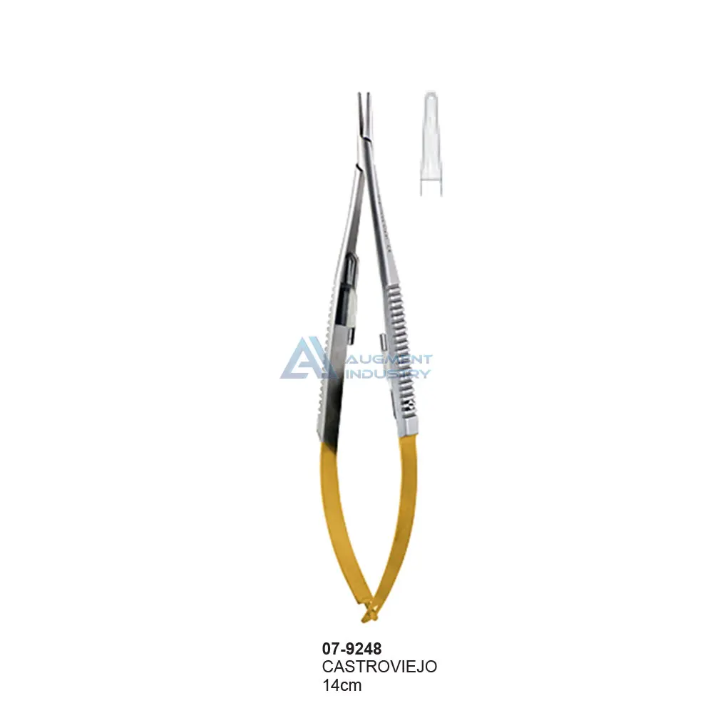 
CASTROVIEJO TC Needle Holders with lock Straight Serrated 14CM(5 1/2) | Castroviejo Needle Holders with Tungsten Carbide Inserts 