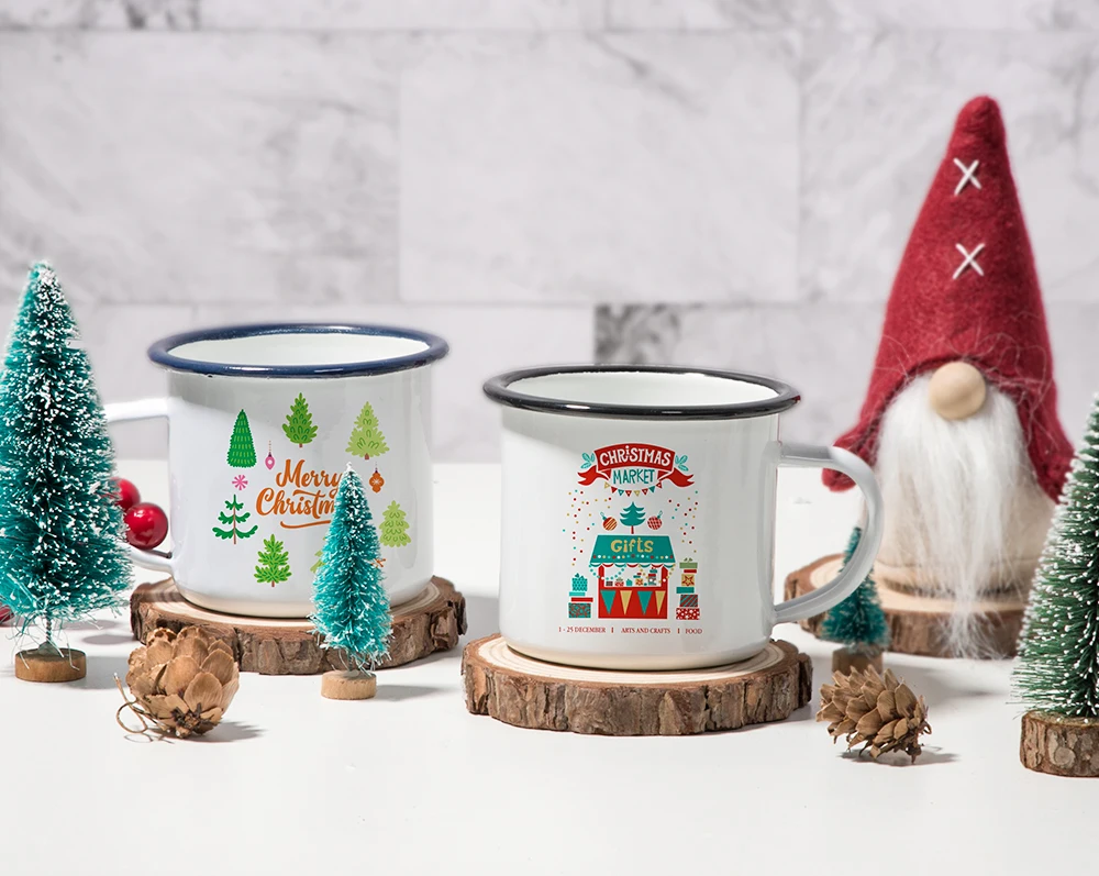 2021 Top Selling Christmas Mug Custom Design Enamel Mug Best Mug For Sublimation