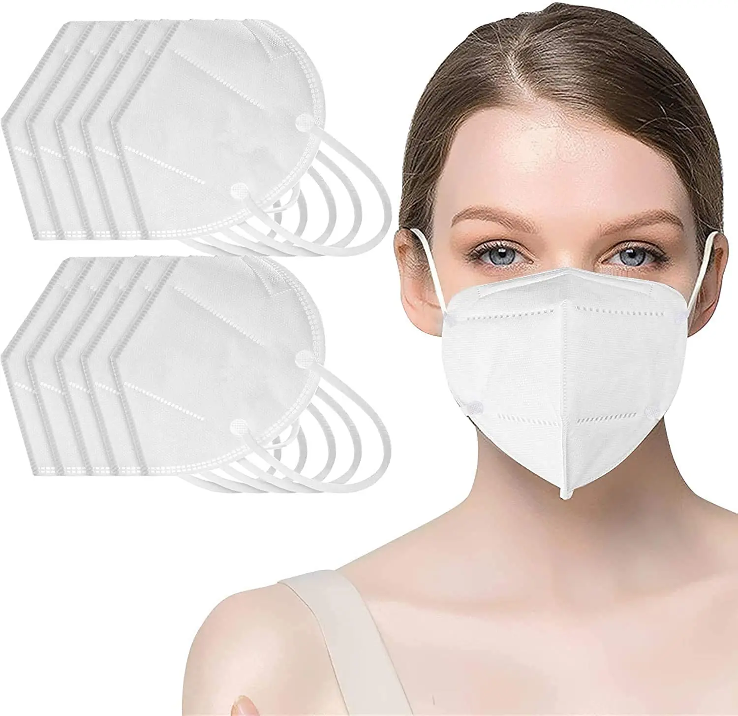 Face Mask Black 5 Layer Cup Dust Safety Masks Filter Efficiency 95% Breathable Elastic Ear Loops Black Masks