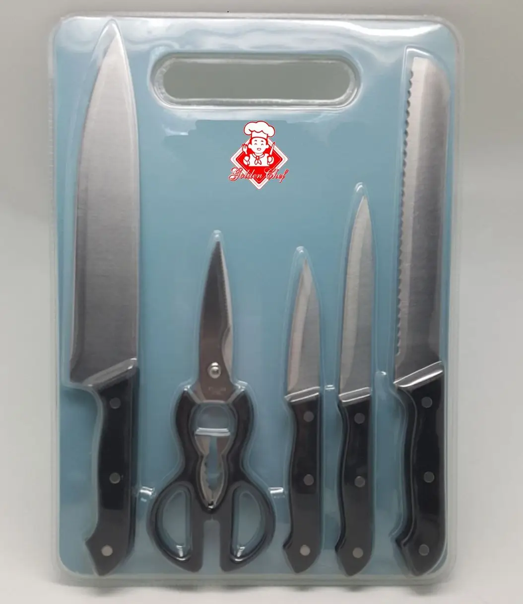 Yangjiang Factory, Non Stick Kitchen Knife Set PP Handle With Shears Chopping board