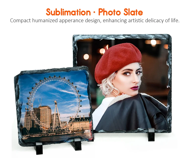 Sublimation square shaped blank photo natural rock slate custom photo frame slates