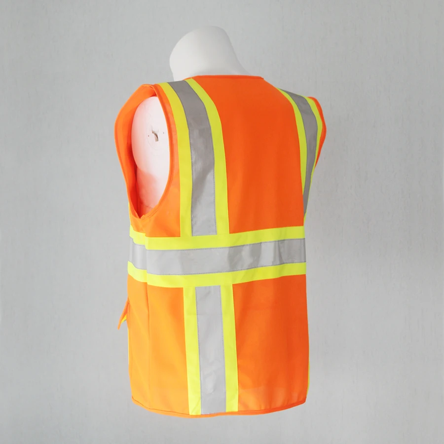 100% polyester traffic products security guard uniform en iso 20471 reflective safety vest with zipper pocket