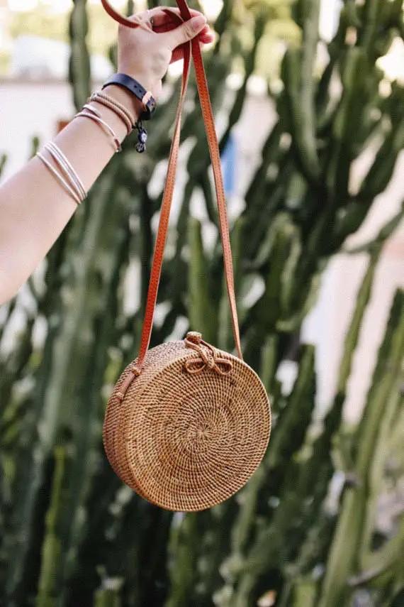 Новое поступление плетеная Сумка из ротанга с кисточками Вьетнама