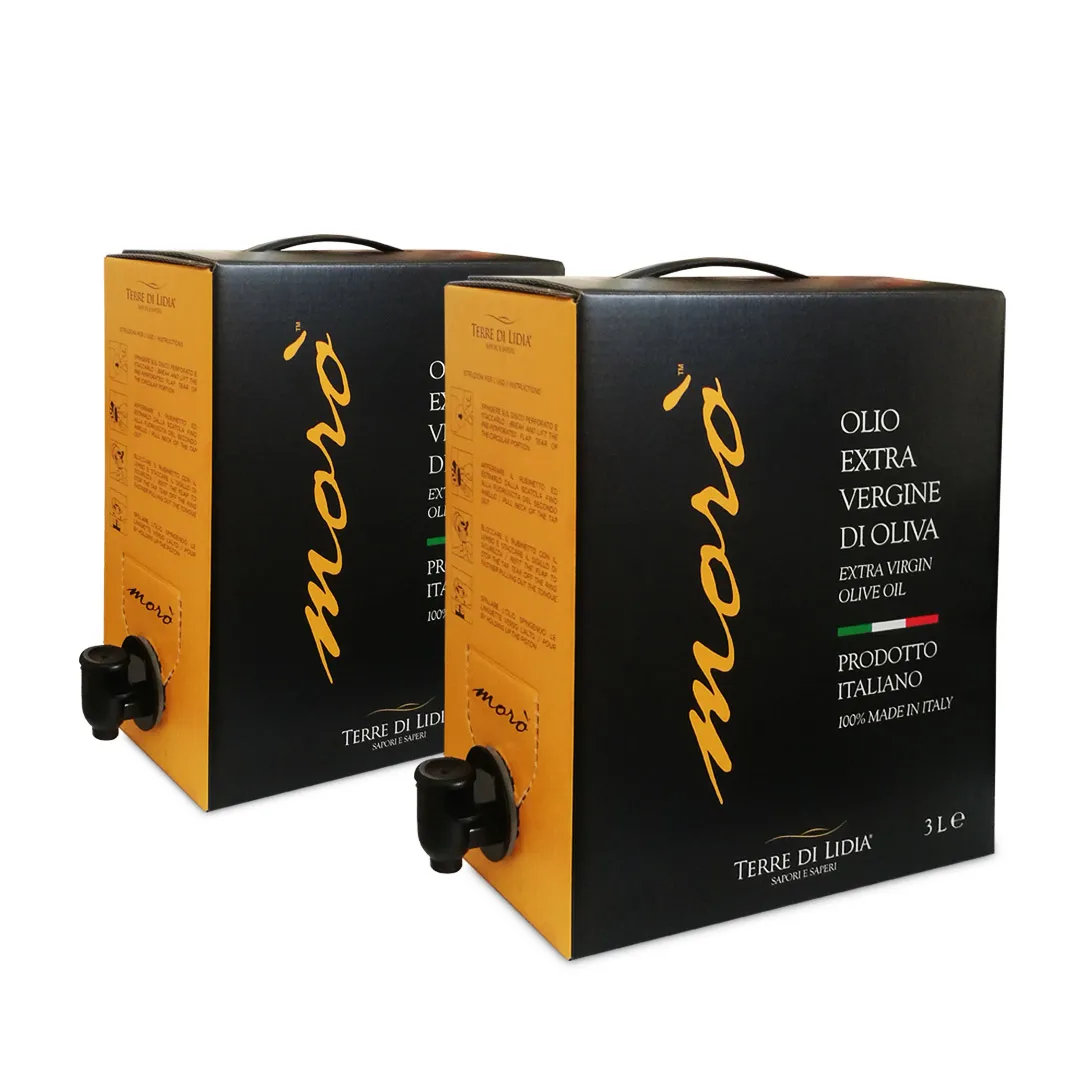 High Quality Italian Extra Virgin Olive Oil Moro Terre di Lidia Cultivar Ogliarola for GDO 2 Units Bag in Box 3L