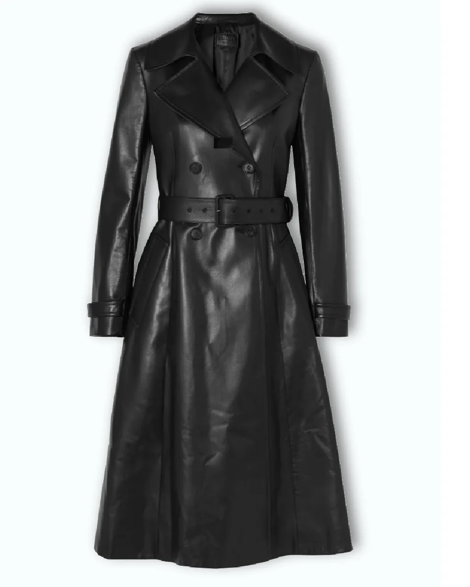 Top Quality Black Cowhide Leather Unisex Trench Coat  available in all leather Colours Made In Pakistan