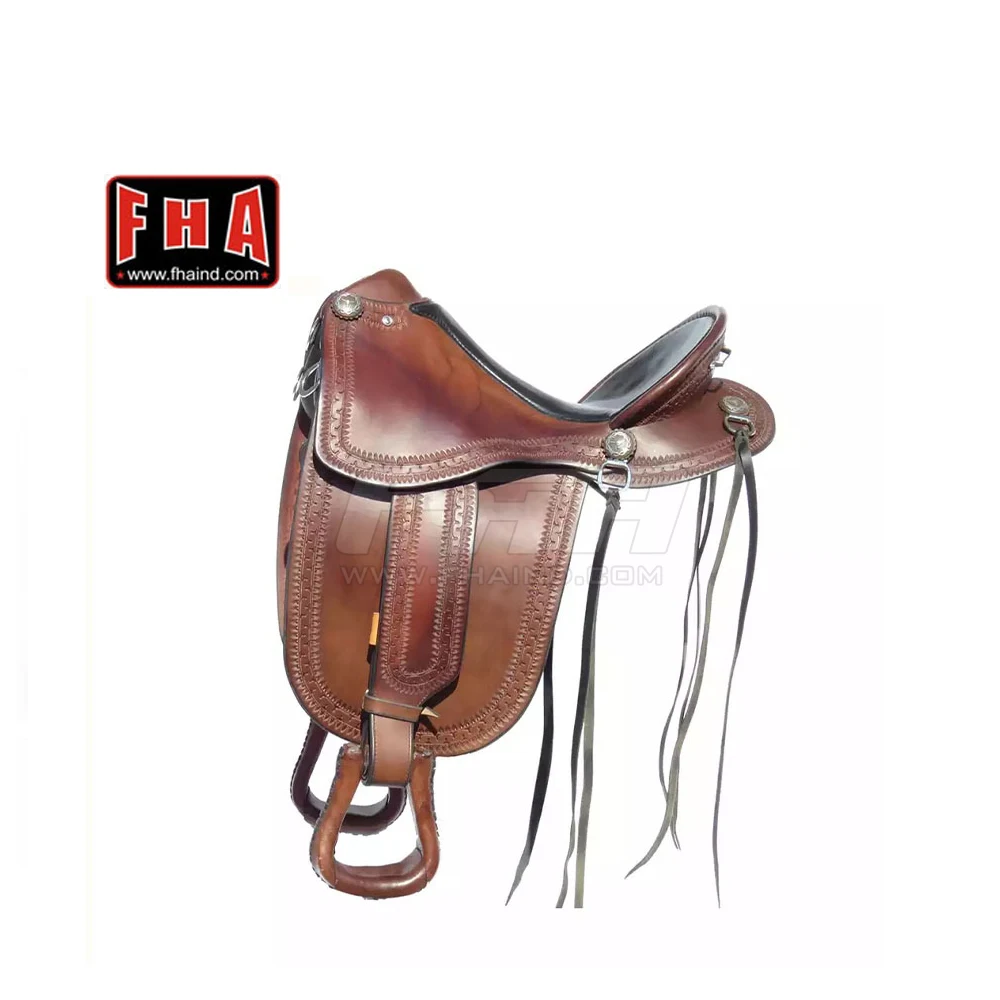 Horse Riding Saddle  Full Set Horseback Riding Accessories Full Leather Saddle
