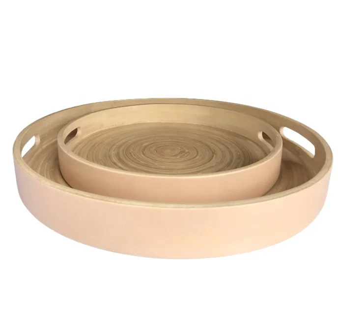 Wood tea trays ecofriendly rattan serving tray new arrival