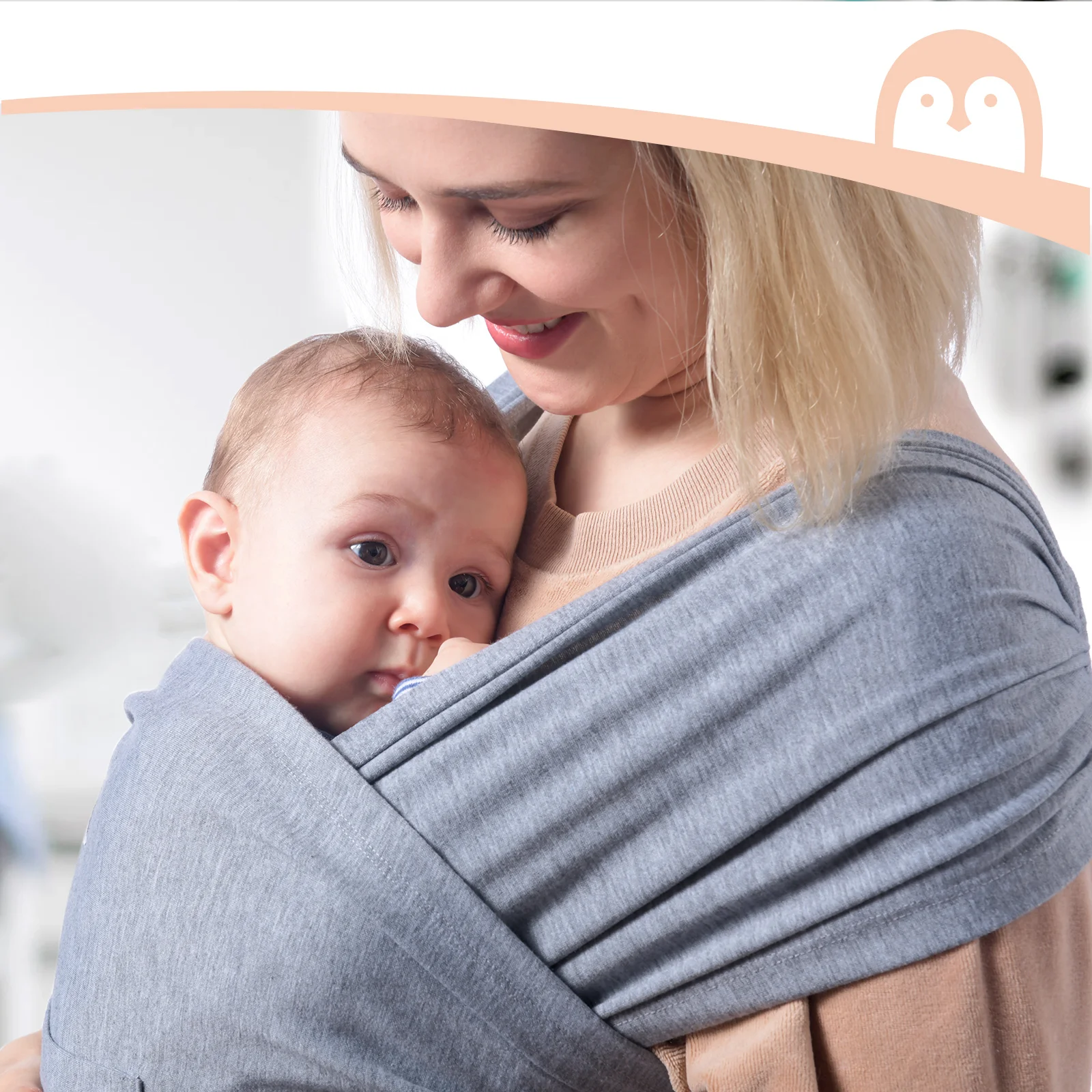 Momcozy adjustable cotton ergonomic wrap ring sling baby carrier