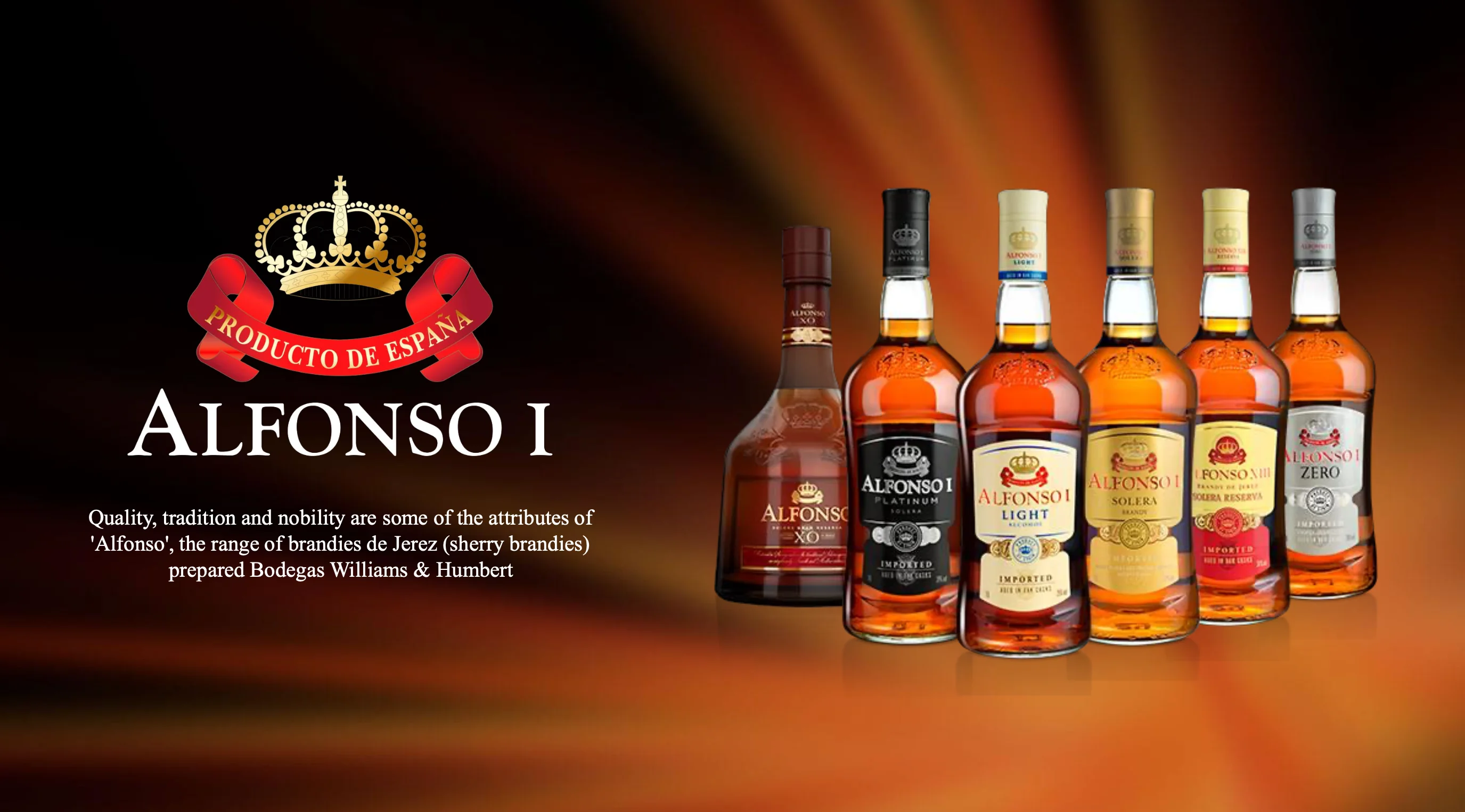 ALFONSO I PLATINUM 28% Alc Aged American Oak Cask Spain 3 Years Spanish Brandy