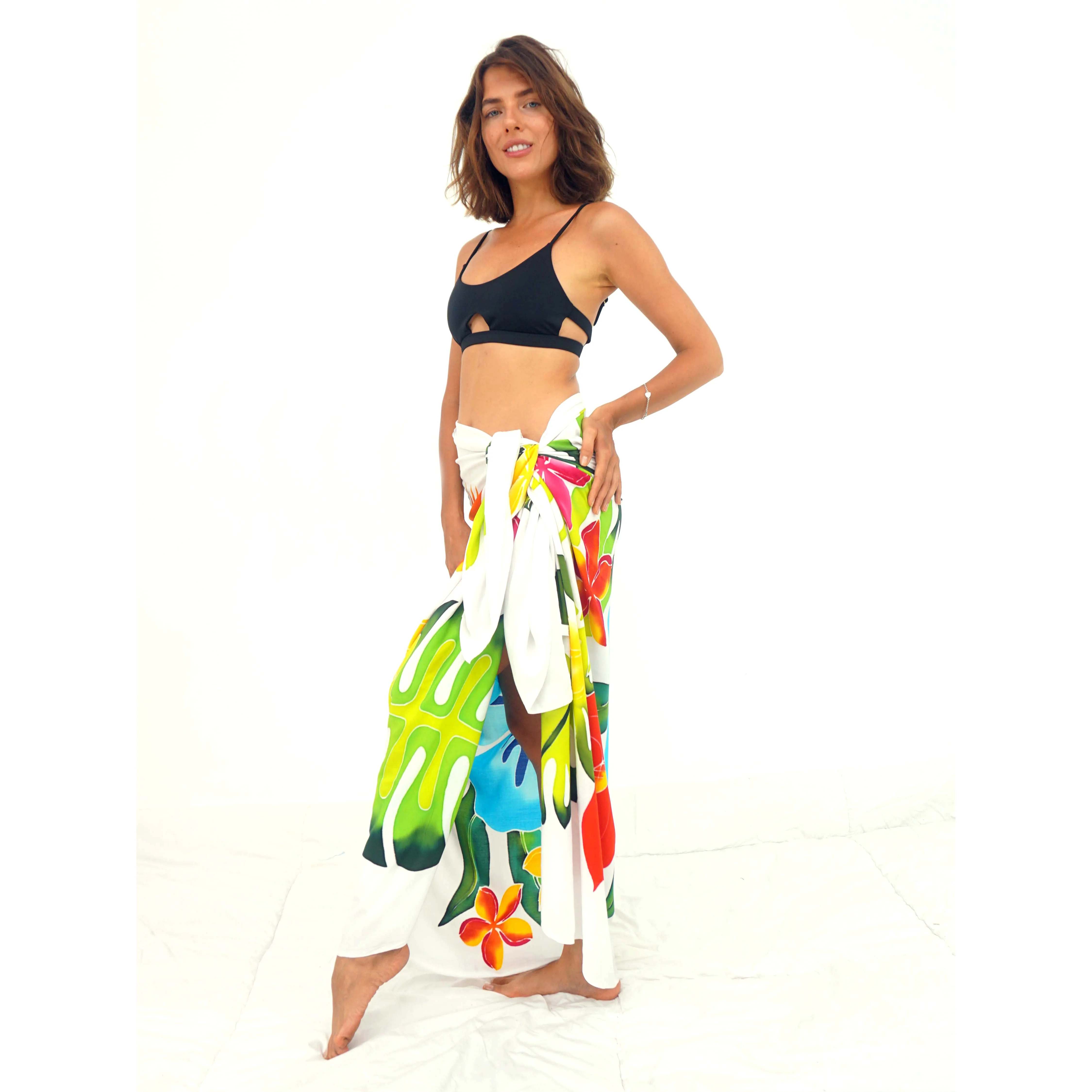 Ручная роспись в гавайском стиле саронг Парео 100% высочайшего качества из искусственного шёлка, продажа по оптовым ценам; Принт Пляжная накидка HP013-006R1