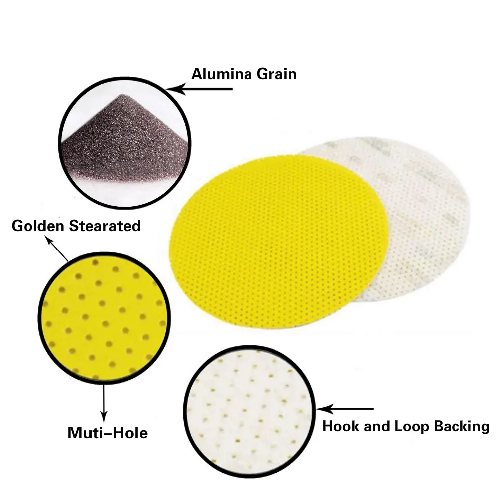 Premium Konaflex-Golden Yellow 9inch(225mm) Multi-Holes Hook&Loop Sanding Disc