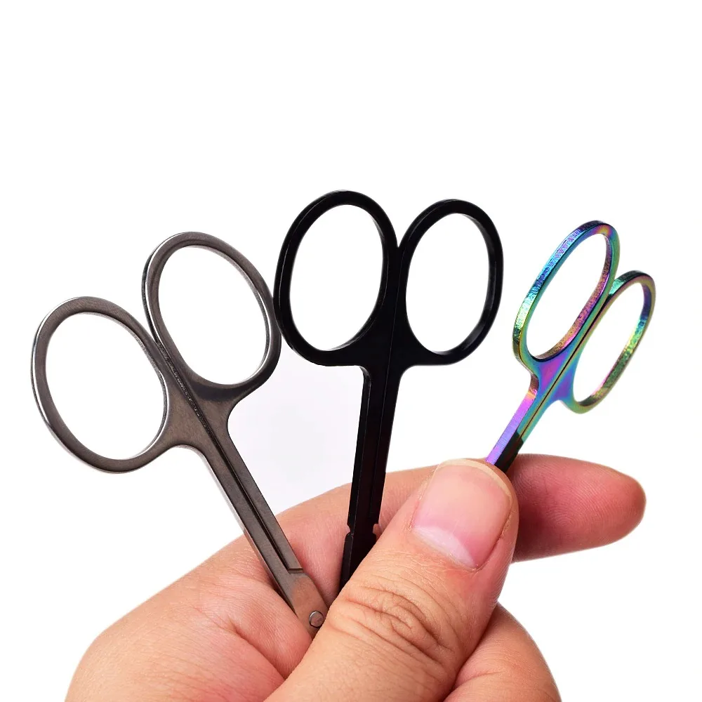  Professional Eyebrow Scissor Nose Hair Eyelash Scissors Curved Makeup Tool Stainless