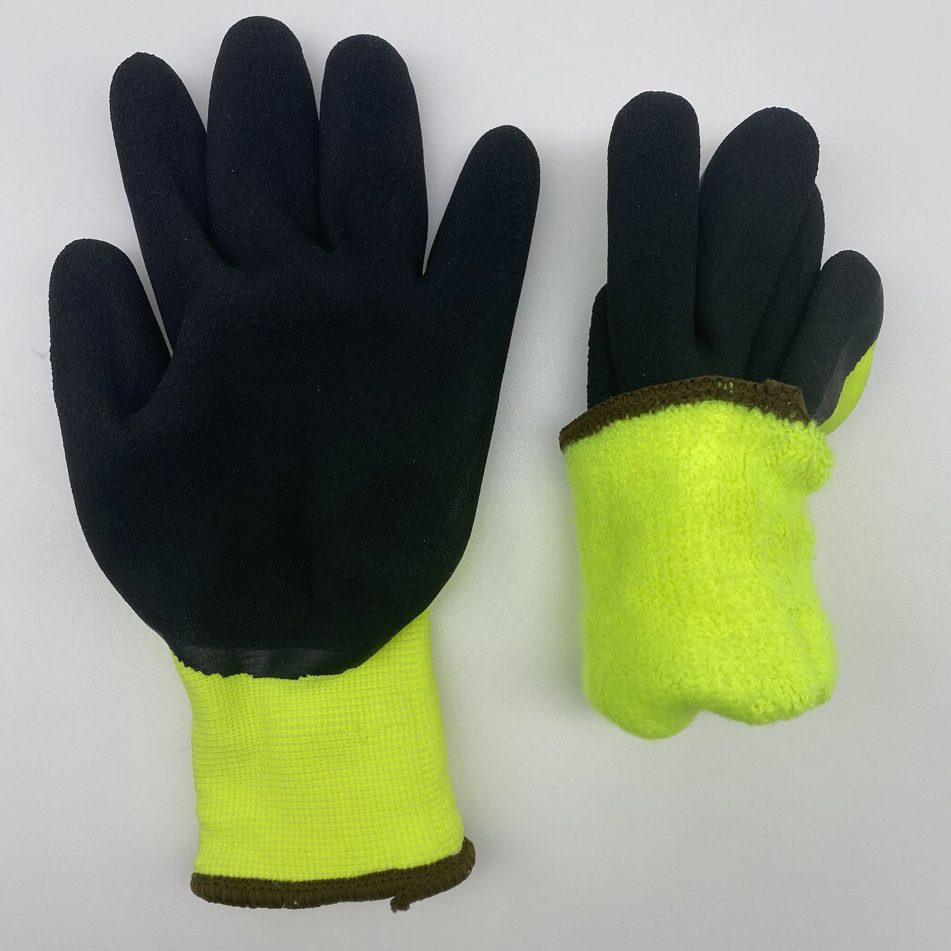 15G Nylon Shell Black Xxl Coated Palm Warm Waterproof Work Latex Gloves Imported Latex Gloves Nitrile