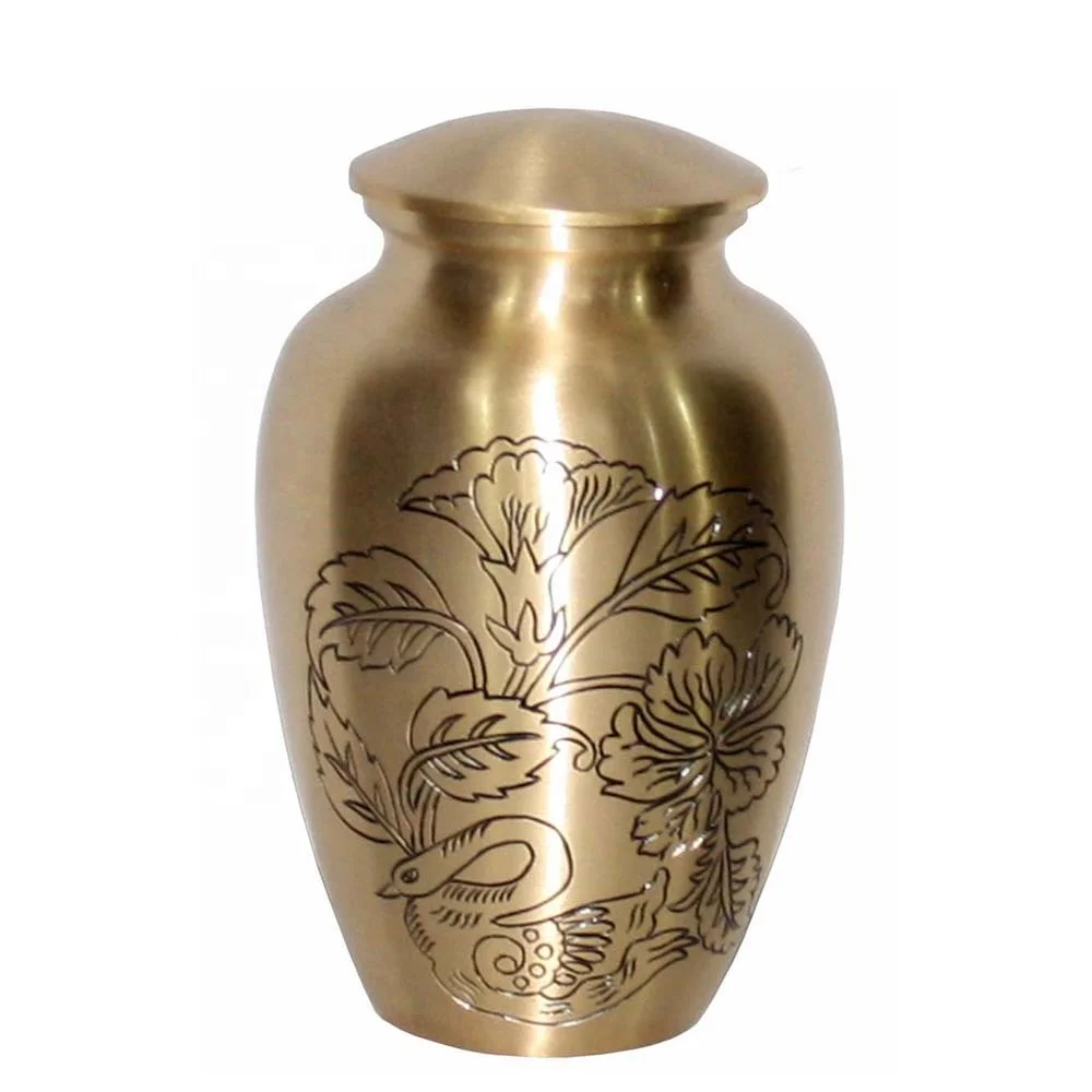 Urns for Cremation Brass Gold Urn Swan Design Embossed Stain Finish Western Style