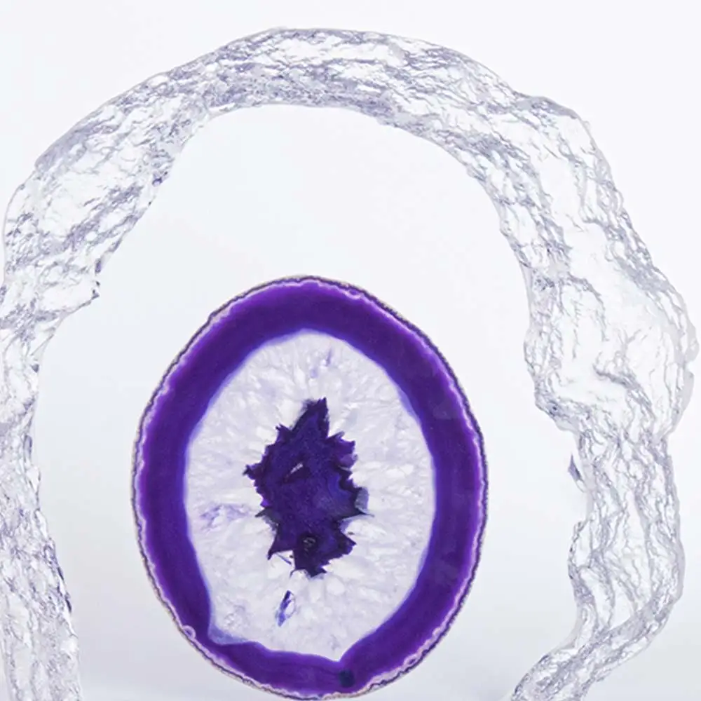 Elegant Blue lace Agate Stone table ornament crystal slice in transparent resin craft energy healing stone decorative specimen