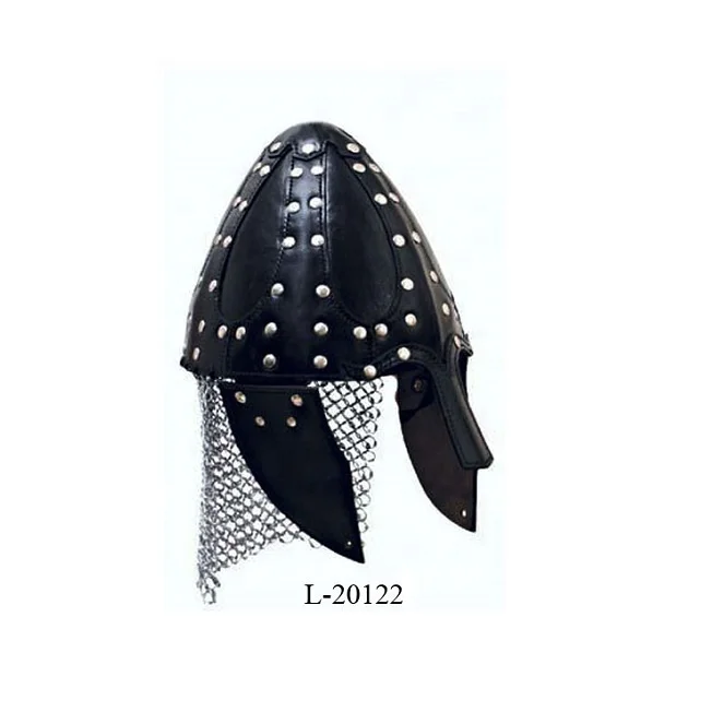Средневековый Кожаный защитный шлем темного возраста с Chainmail