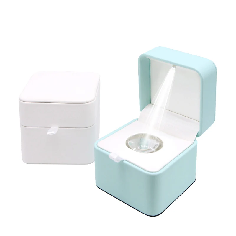 Wholesale Luxury pu Leather Packaging Wedding Ring Led Jewelry Box For Ring