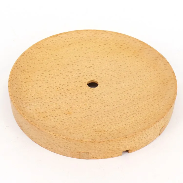 Customized Shape Natural Color Turned Beech Rubber Polished Technique Wooden Lamp Base For Home Decoration