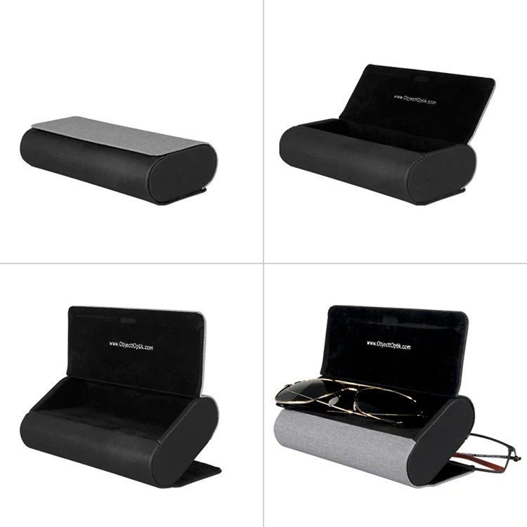 Складной футляр для оптических очков двухсторонний чехол из искусственной кожи с жёстким логотипом под заказ путешествий 2 пары солнцезащитных