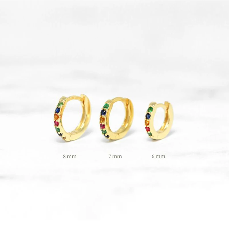 CANNER Factory Wholesale Jewelry 18K Gold Plated 925 Sterling Silver Huggie Colorful Zircon Earrings
