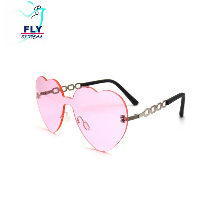 Fashion Love Heart Shaped One Piece Rimless Clear Sunglasses