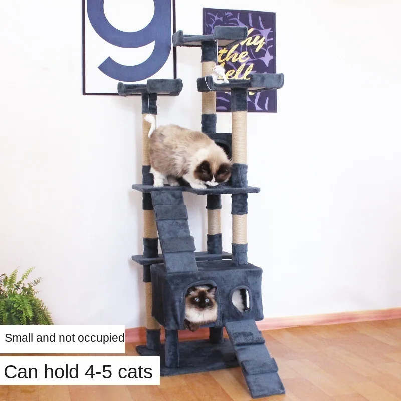 
64.5in extra large multi-level cat tree complex tree cat food 160 cm condo pet play house furniture activity scratcher 