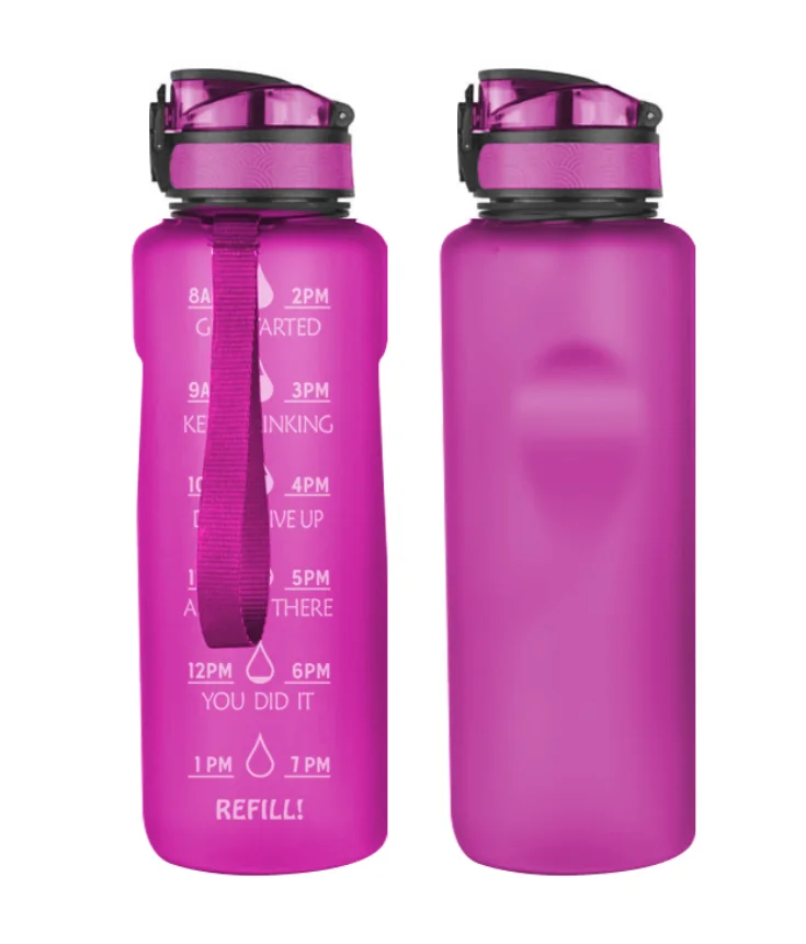 BPA free Wholesale Sports Gradually Changing Color Big Capacity Drinking Large Plastic motivation frosted water bottles