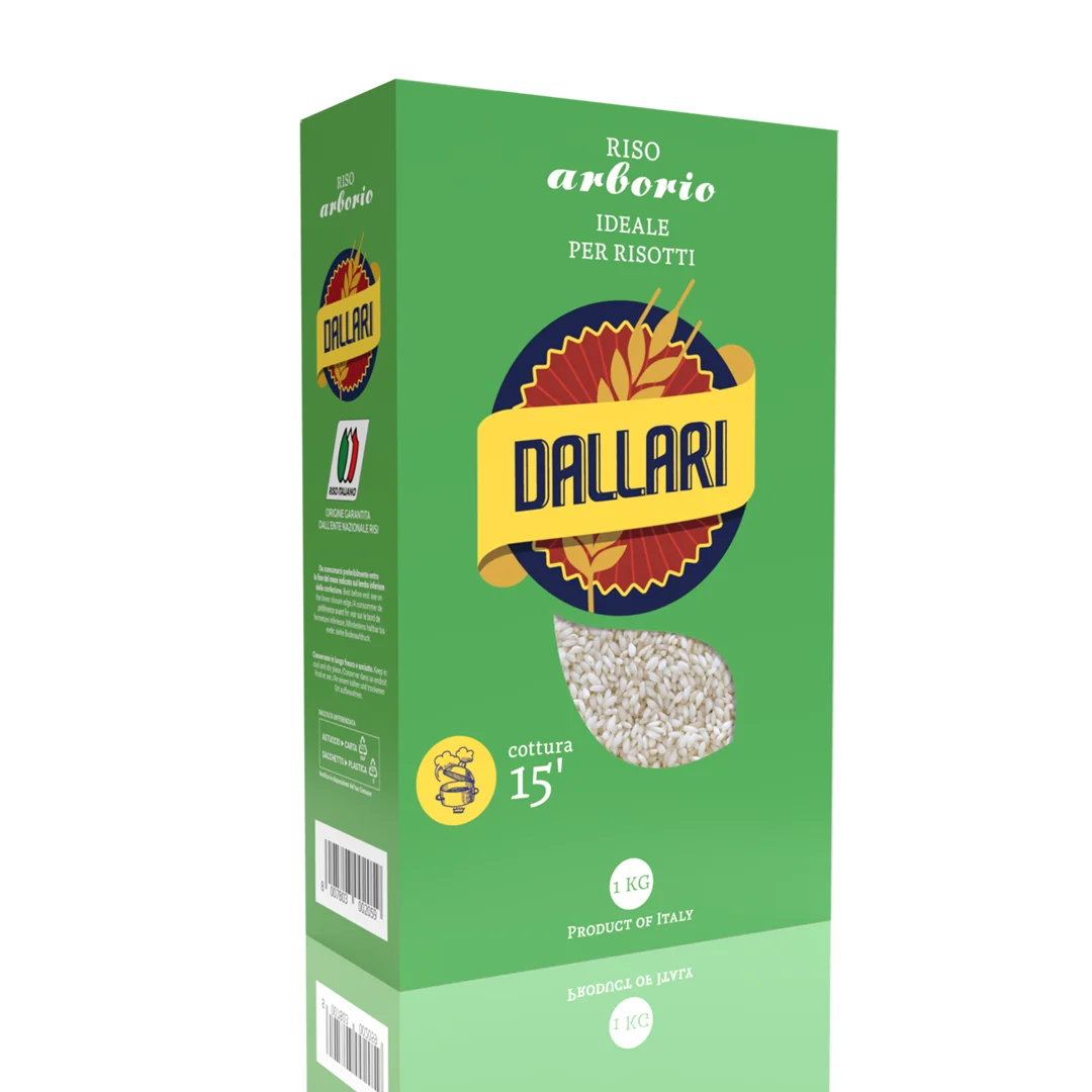 DALLARI ARBORIO RICE HIGH QUALITY 100% MADE IN ITALY LARGER GRAIN SUITABLE FOR RISOTTO - VACUUM PACKED 1KG