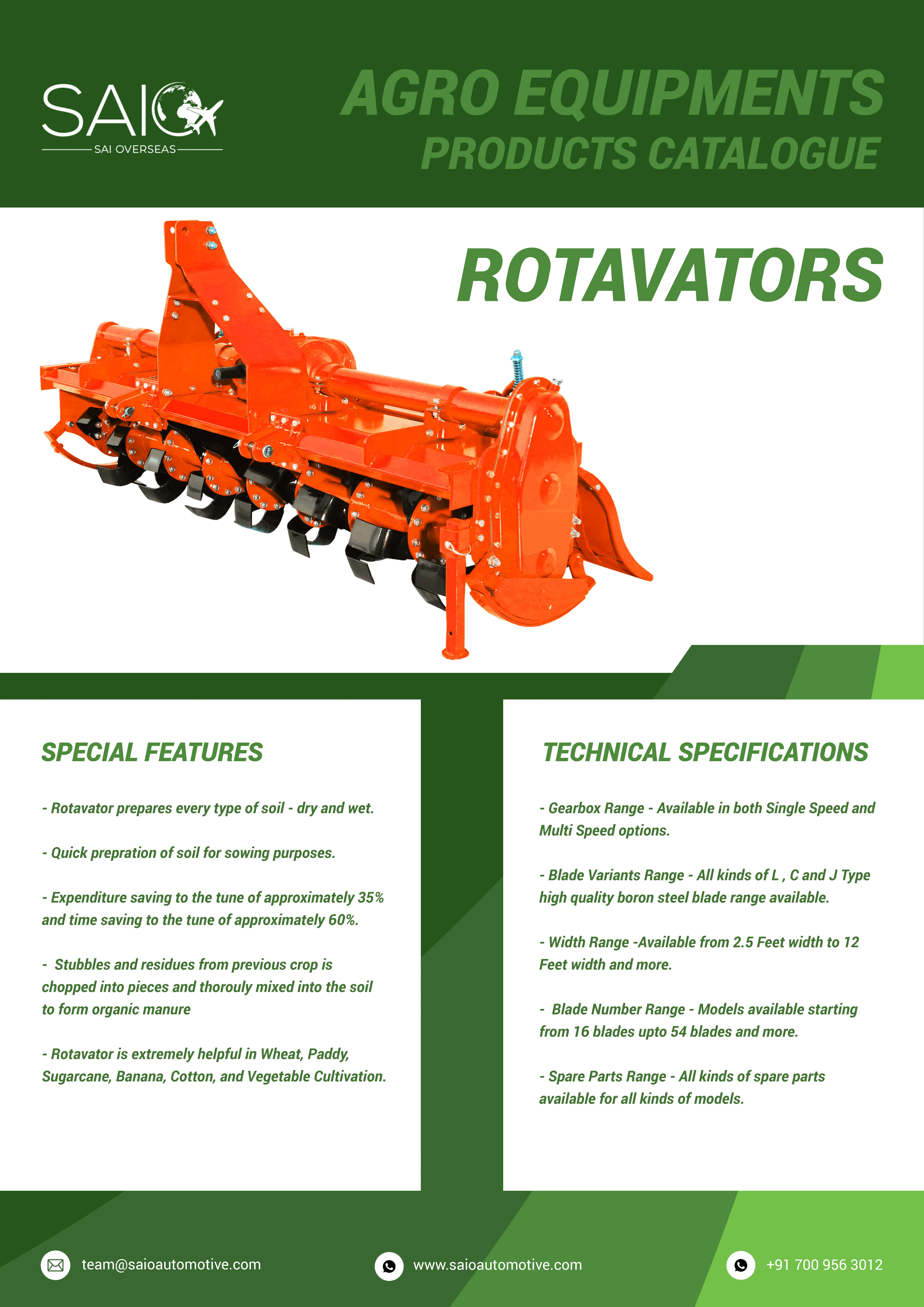 Multi Speed Tractor Mounted Rotavator / Rotary Tiller - 42/48/54/60 Blades and 5,6,7,8,9 Feet etc. - Heavy Duty Whole Sale India