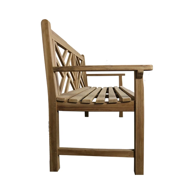  Уличная мебель из массива тикового дерева на 2 сиденья с перекрестной спинкой
